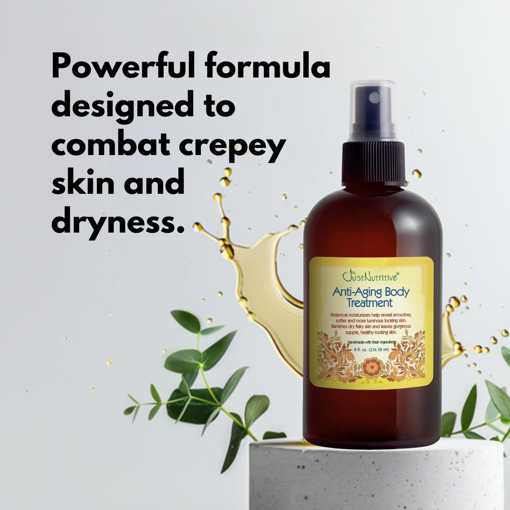 Texture huile satinée Just Nutritive Anti‑Âge, douceur durable pour zones sèches.