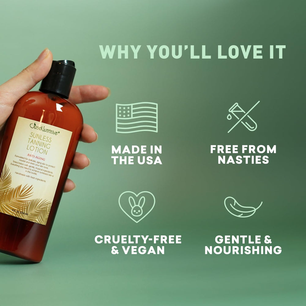 Just Nutritive – aperçu avant/après bronzage sur la peau.
