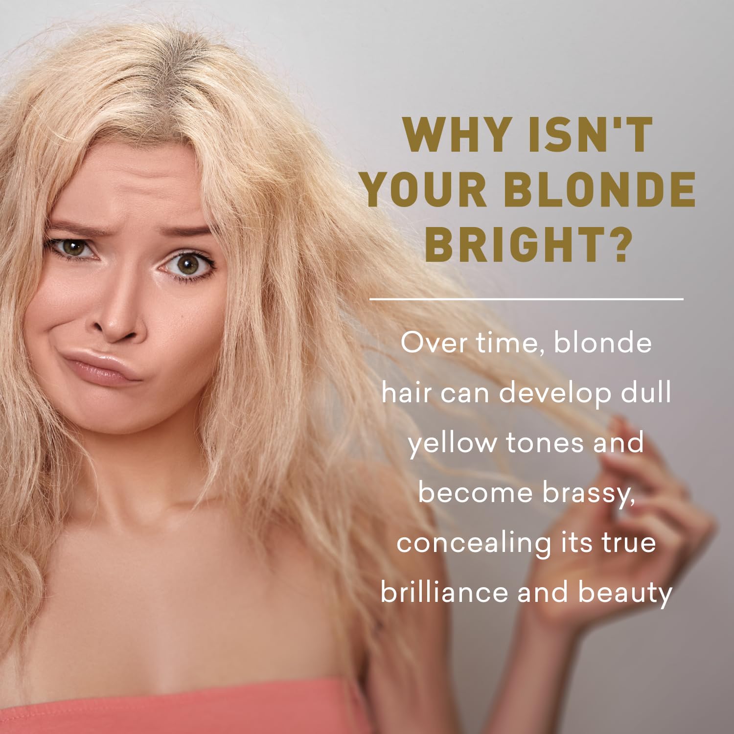 Just Nutritive Blonde Shampoo brass-neutralization closeup for brighter blondes