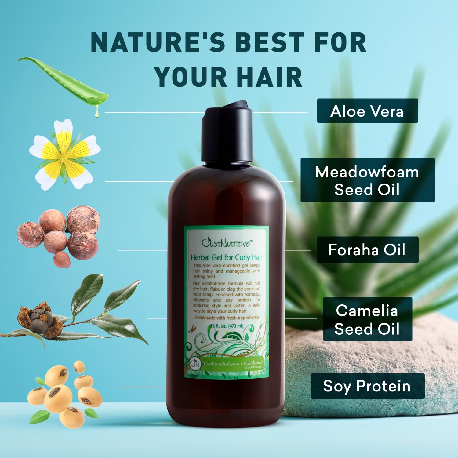 Just Nutritive Gel Ingrédients Naturels Nourrissants pour Cheveux.