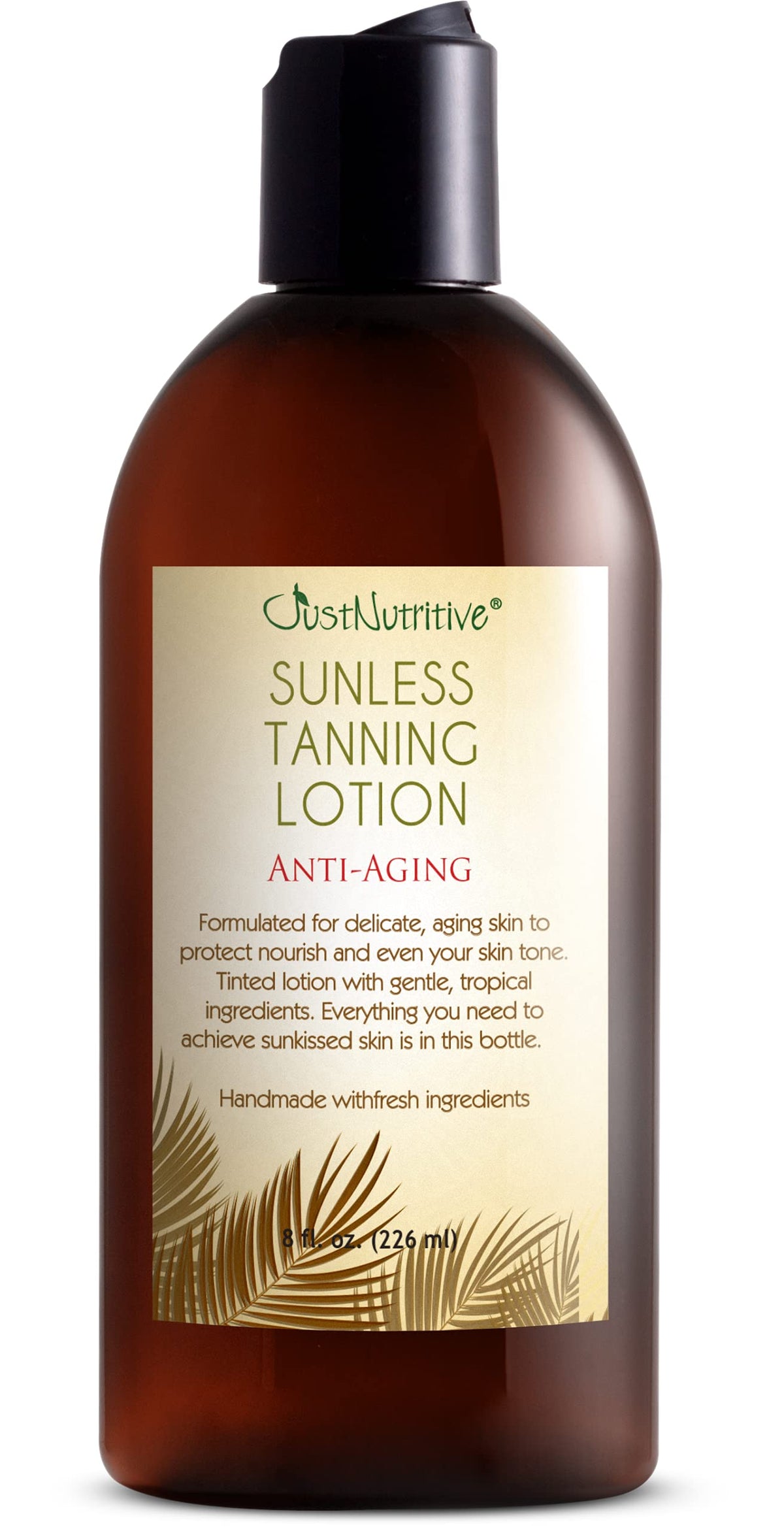 Just Nutritive – bouteille de lotion bronzante prête à l’emploi pour un teint uniforme.