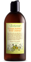 Just Nutritive Rinçage au vinaigre — bouteille prête pour un soin capillaire naturel.