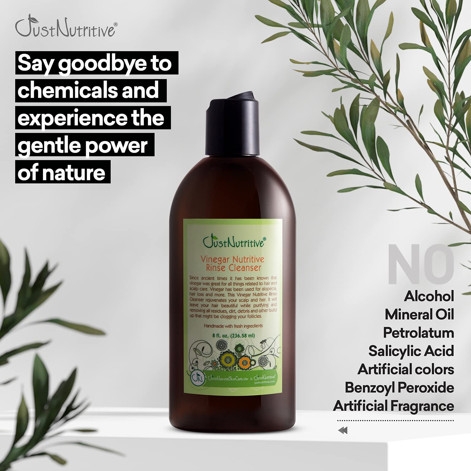 Just Nutritive Rinçage au vinaigre — cuir chevelu équilibré grâce au soin.