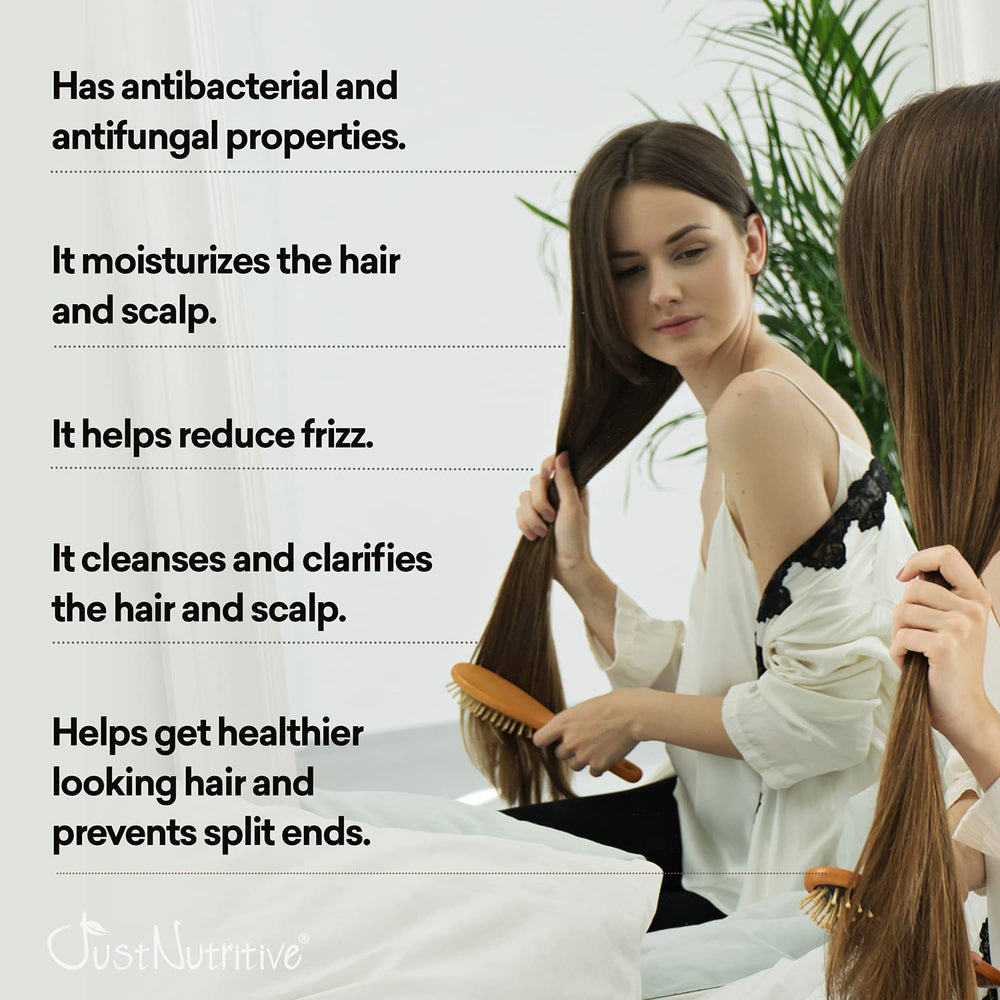 Just Nutritive Rinçage au vinaigre — texture douce et efficace, sans sulfates.