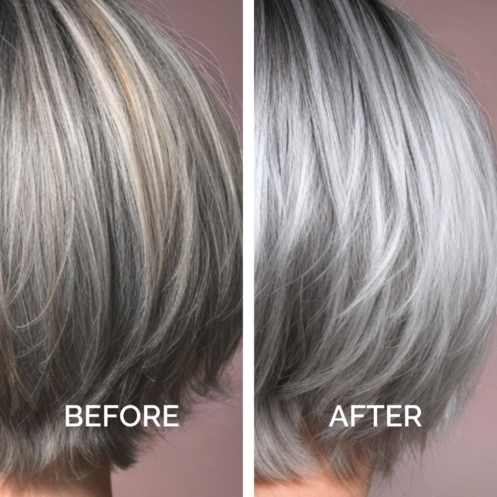 Just Nutritive Shampoing violet – utilisation hebdomadaire pour corriger les tons.