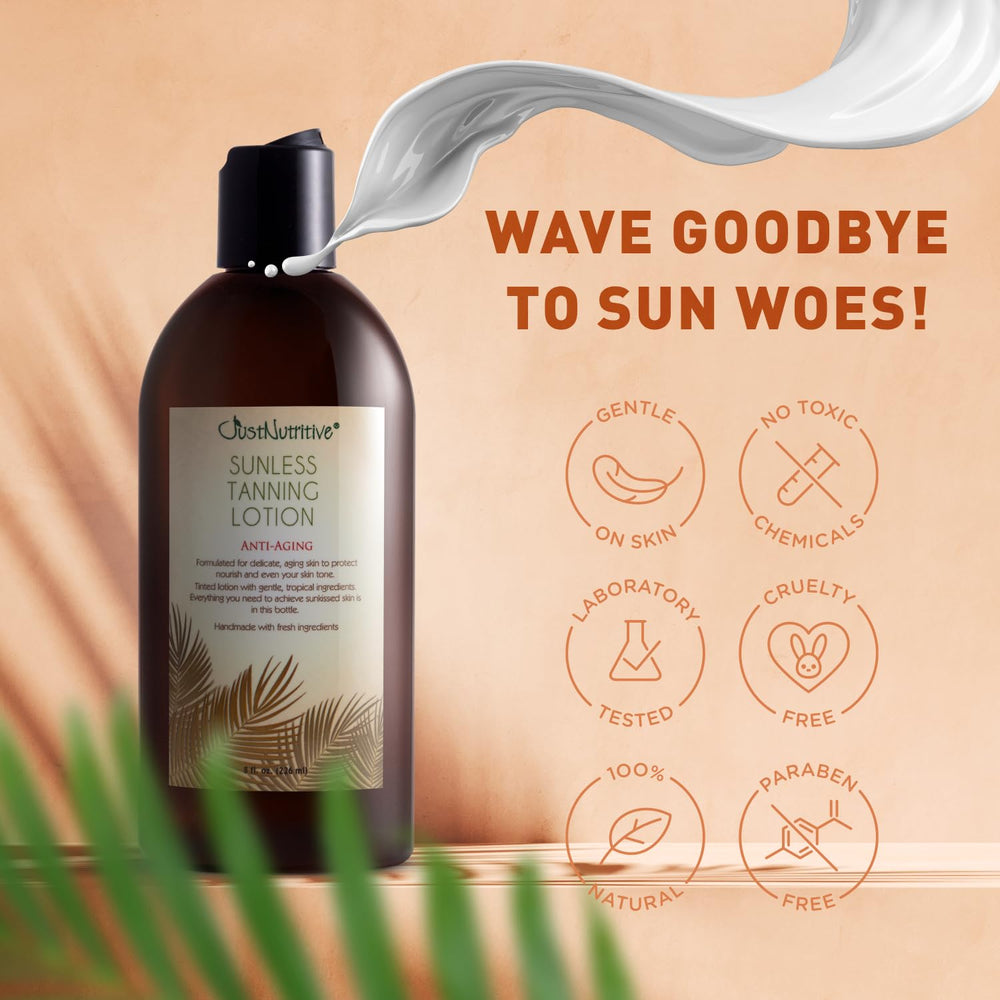Just Nutritive – teinte dorée naturelle sans trace sur la peau.