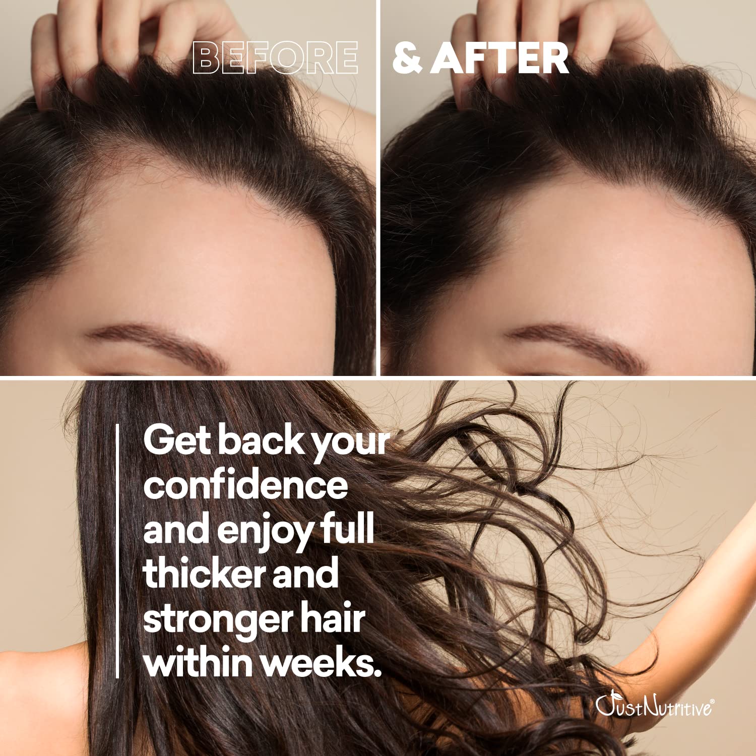 Just Nutritive Shampooing croissance-cheveux — utilisation quotidienne pour volume et coiffage.