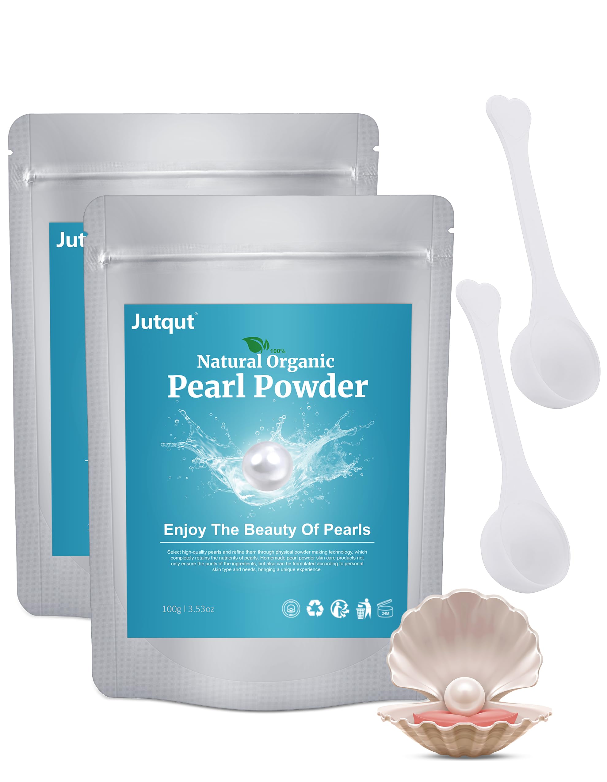 Jutqut poudre de perle pour visage, exfoliation en douceur et éclat naturel.