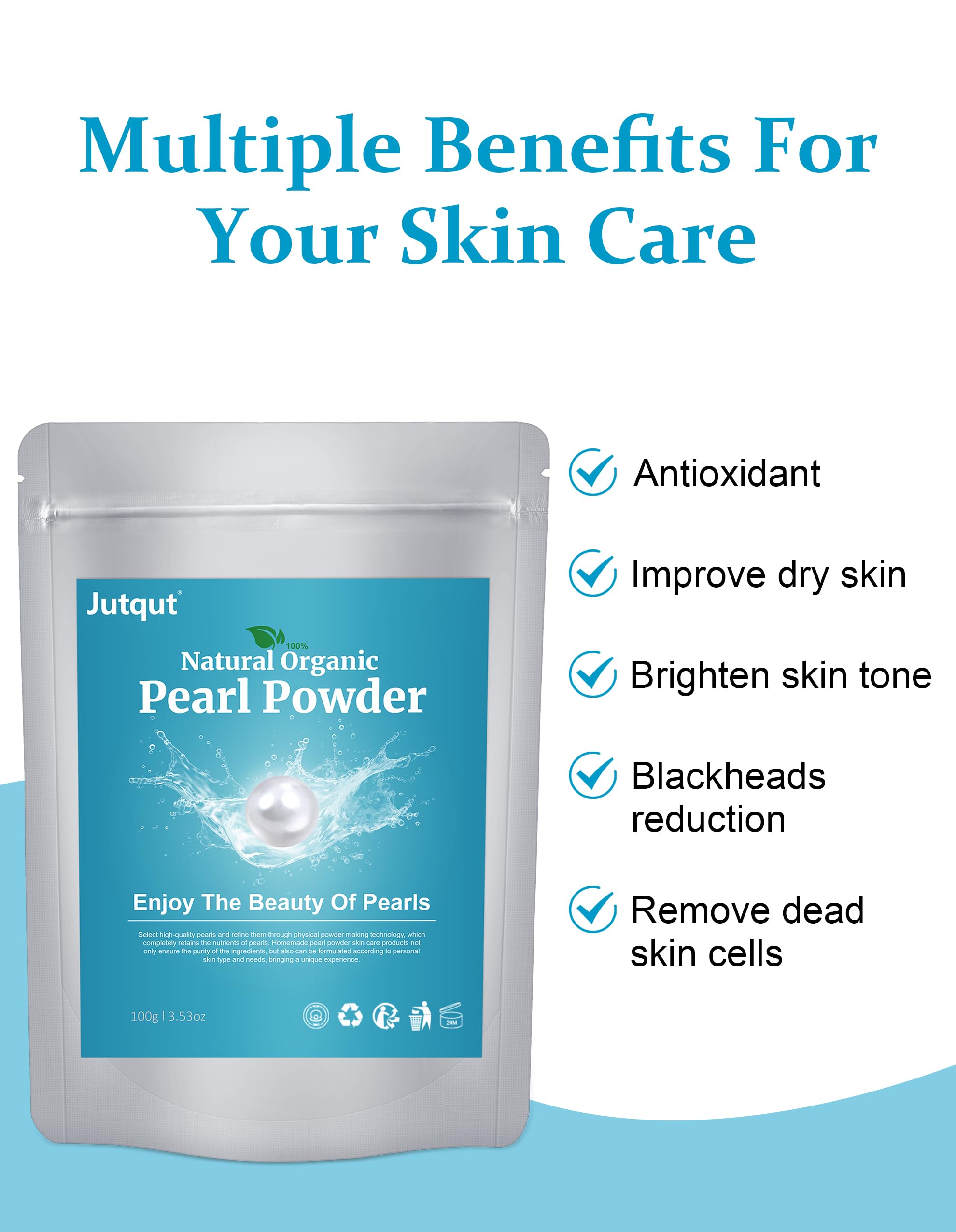 Jutqut poudre de perle, nettoyage des pores pour une peau plus nette.
