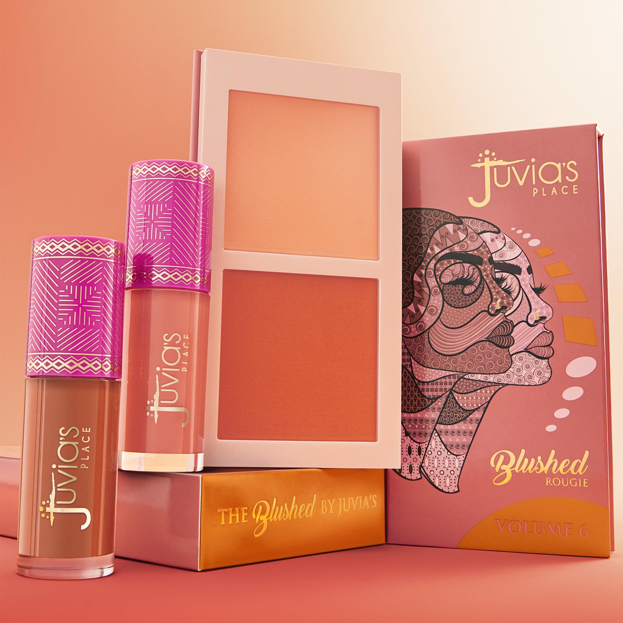 Juvia's Place Blushed Duo Blush Volume 6 blends effortlessly for natural finish.