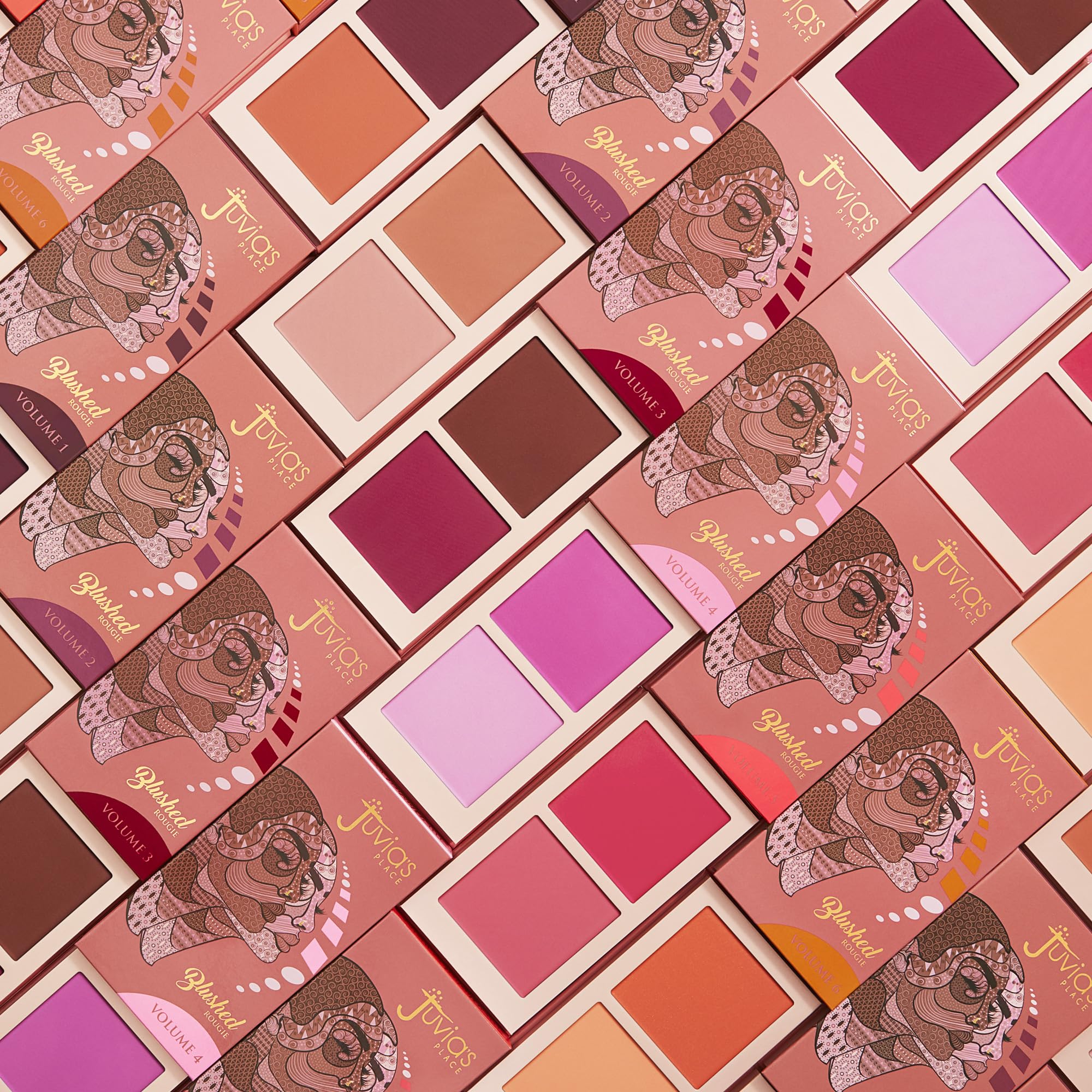 Juvia's Place Blushed Duo Blush Volume 6 two-tone design offers adjustable color.
