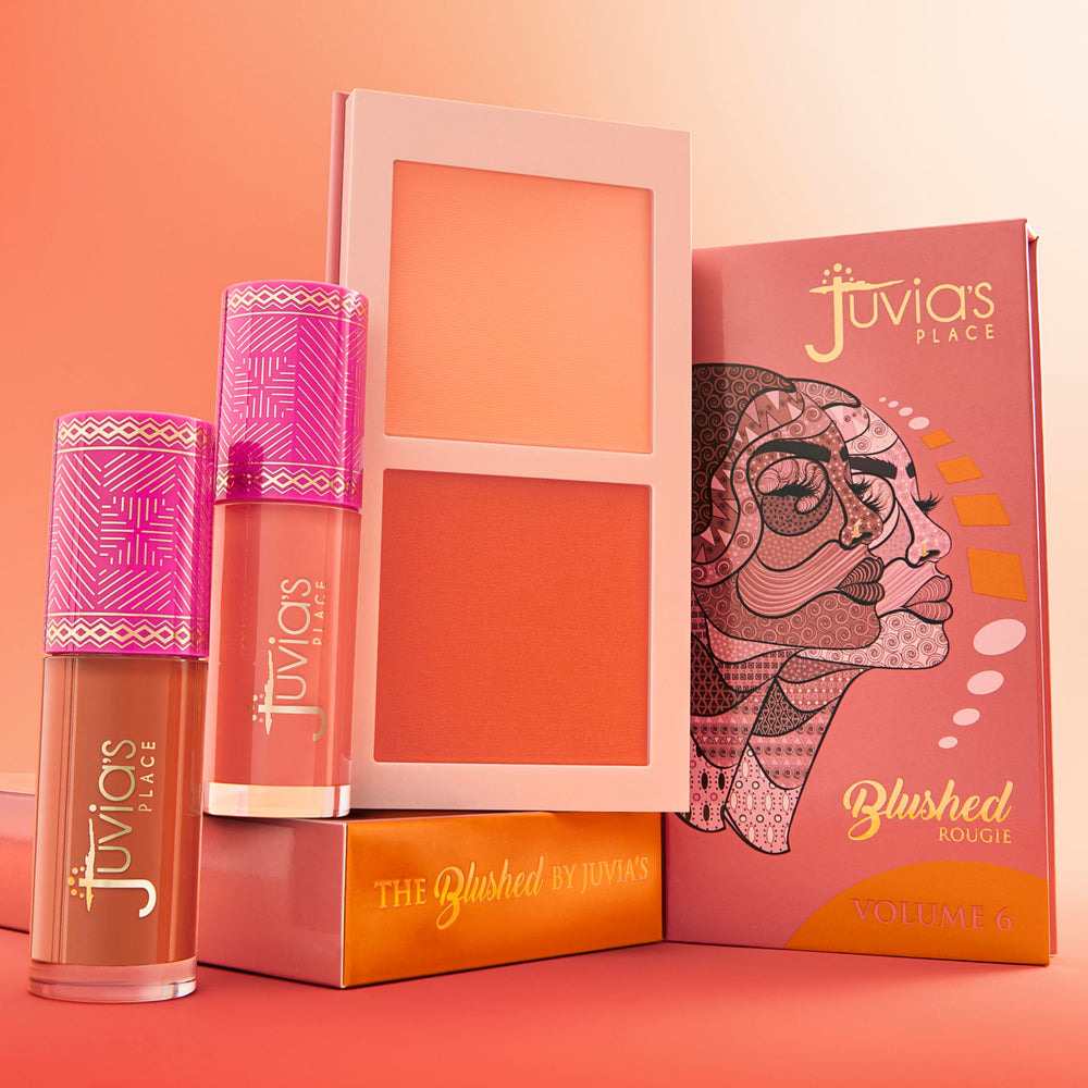 Juvia's Place Blushed Duo Blush Volume 6 universally flattering tones for all skin tones.