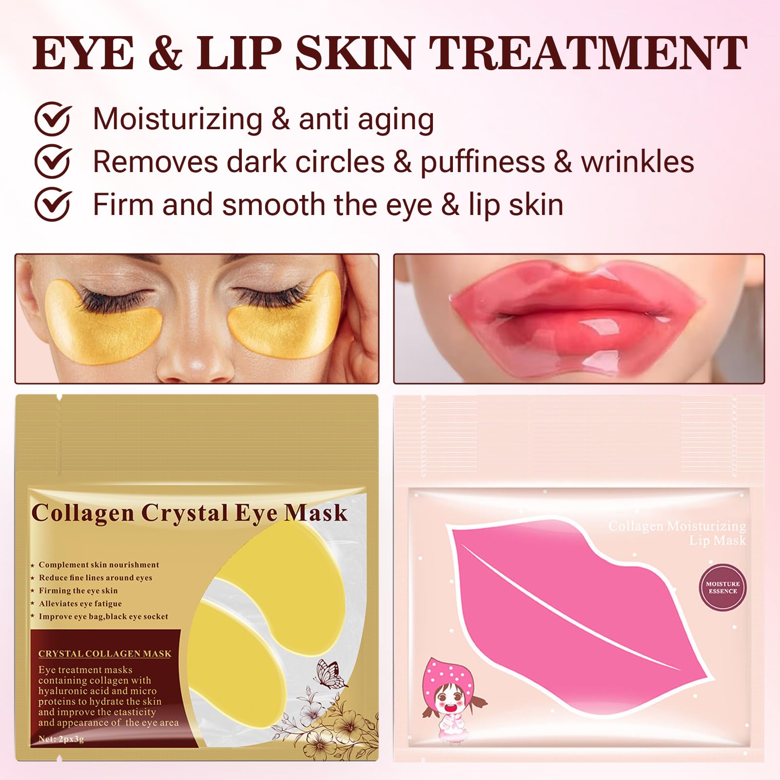 JUYANGYAN masque yeux collagene hyaluronique atténue fatigue et cernes.