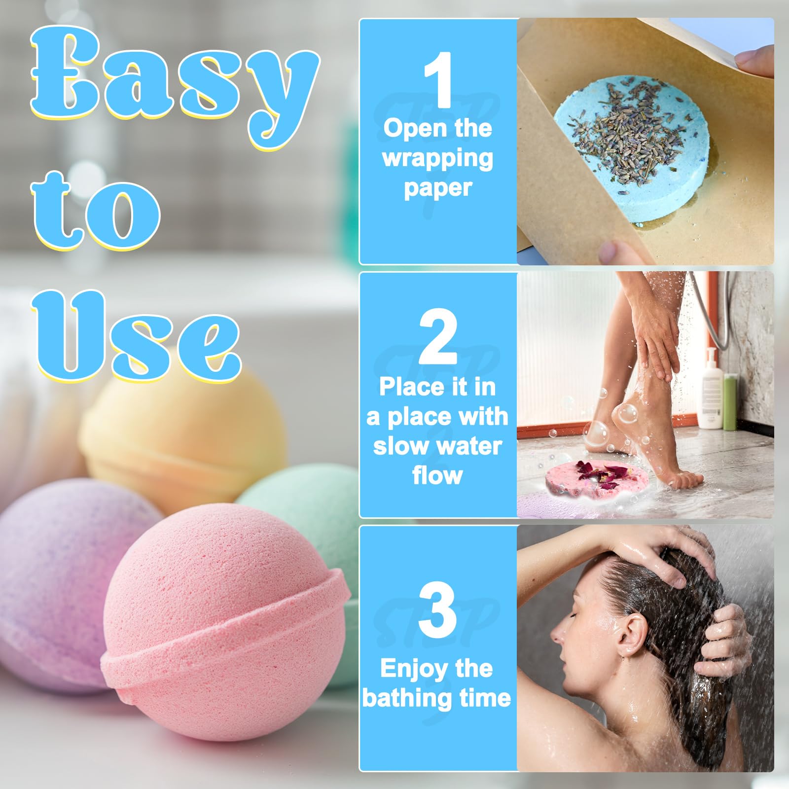 JUYRLE kit bombes bain huile coco pour hydratation douce.