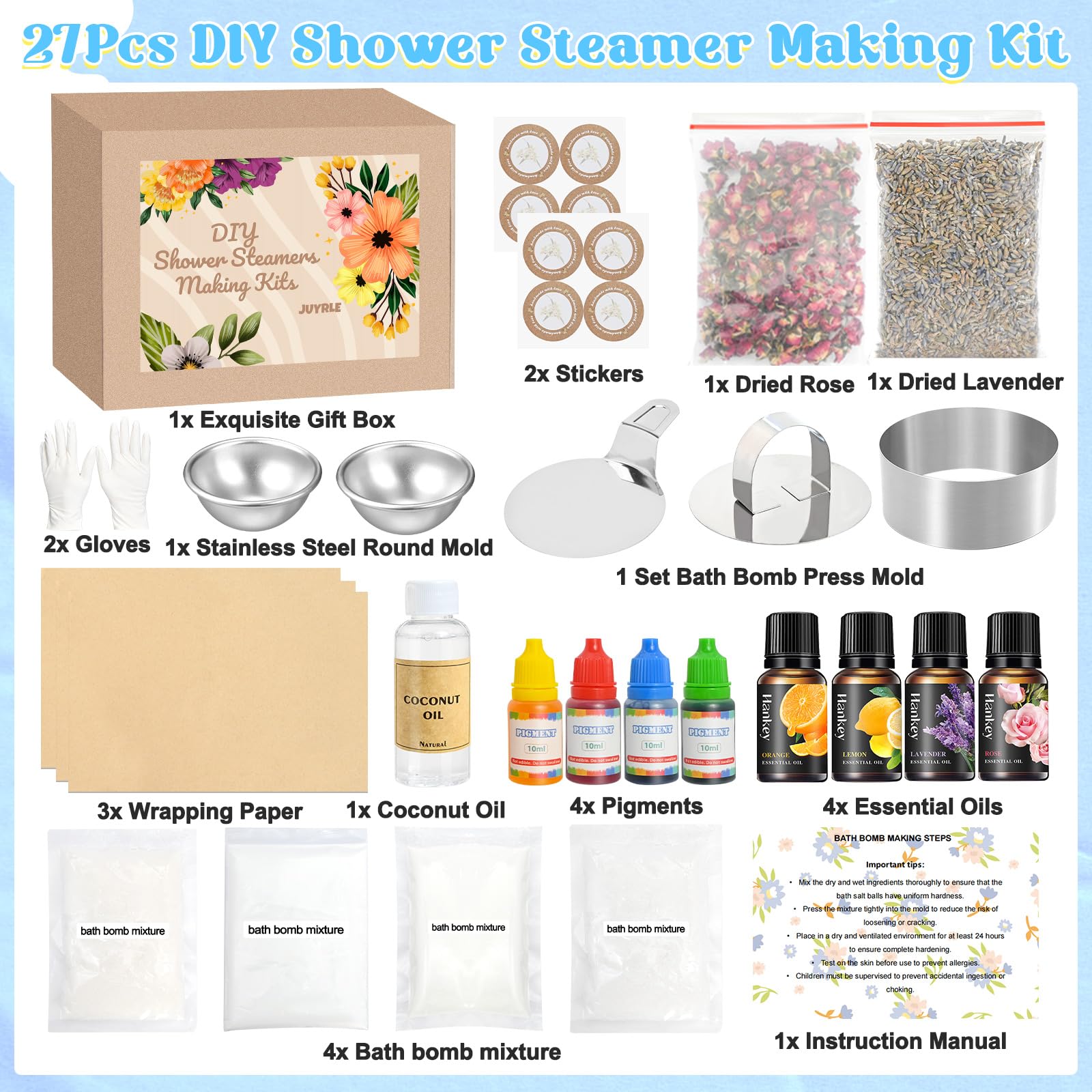 JUYRLE kit bombes bain – moules ronds durables pour des formes parfaites.