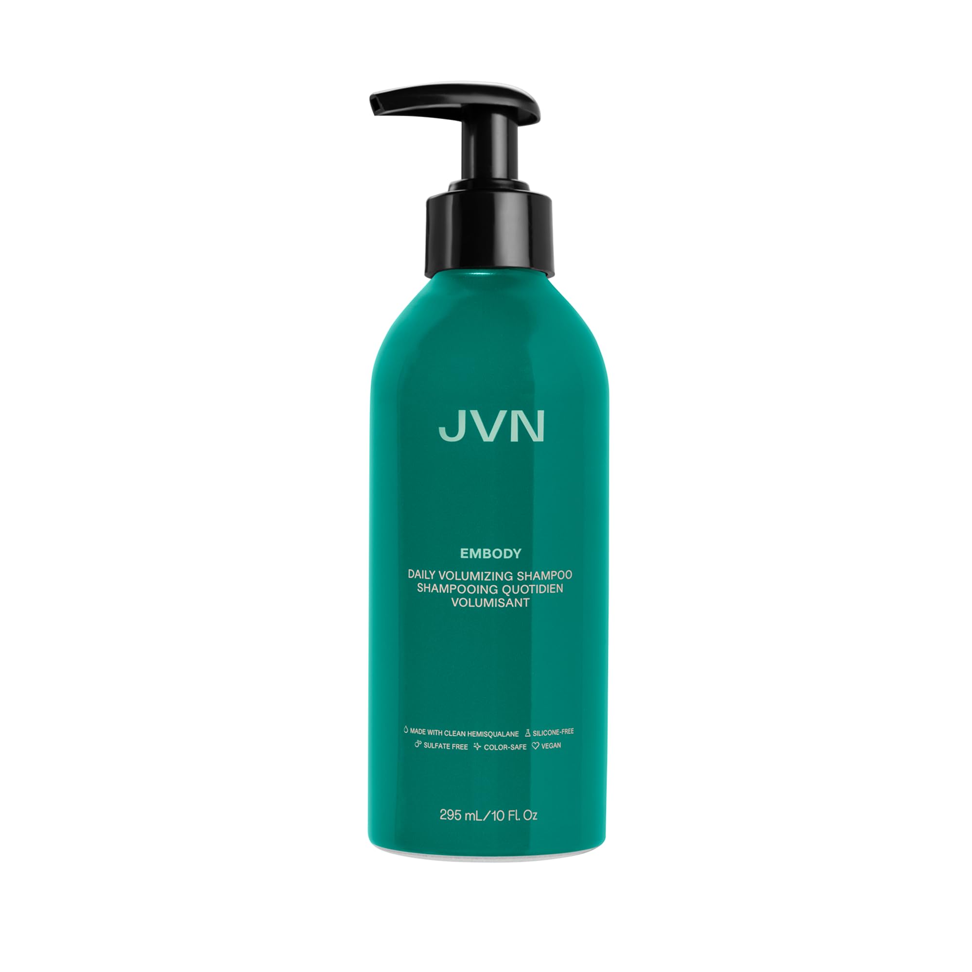 Bouteille JVN Embody Shampoing prête à clarifier et ajouter du volume.