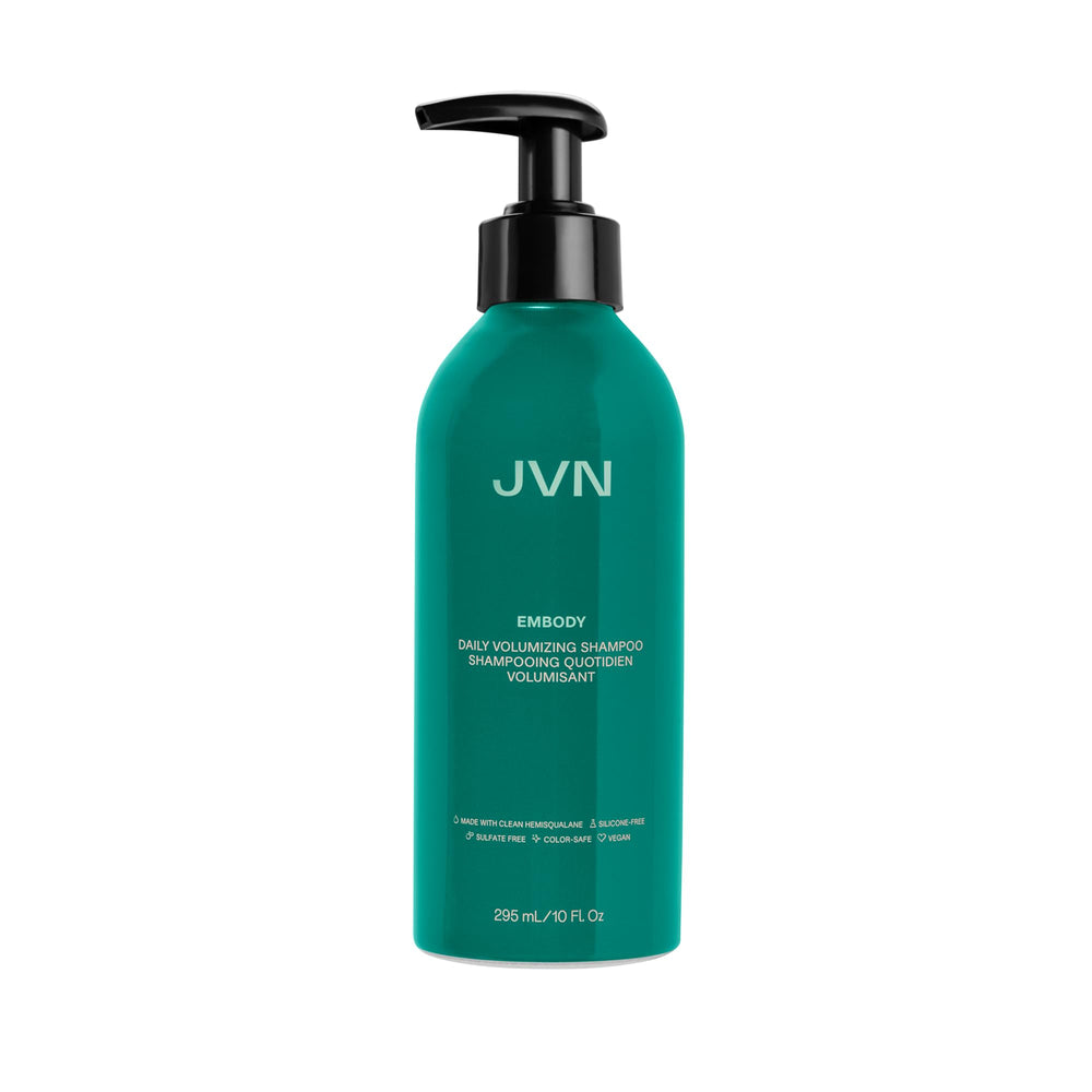 Bouteille JVN Embody Shampoing prête à clarifier et ajouter du volume.