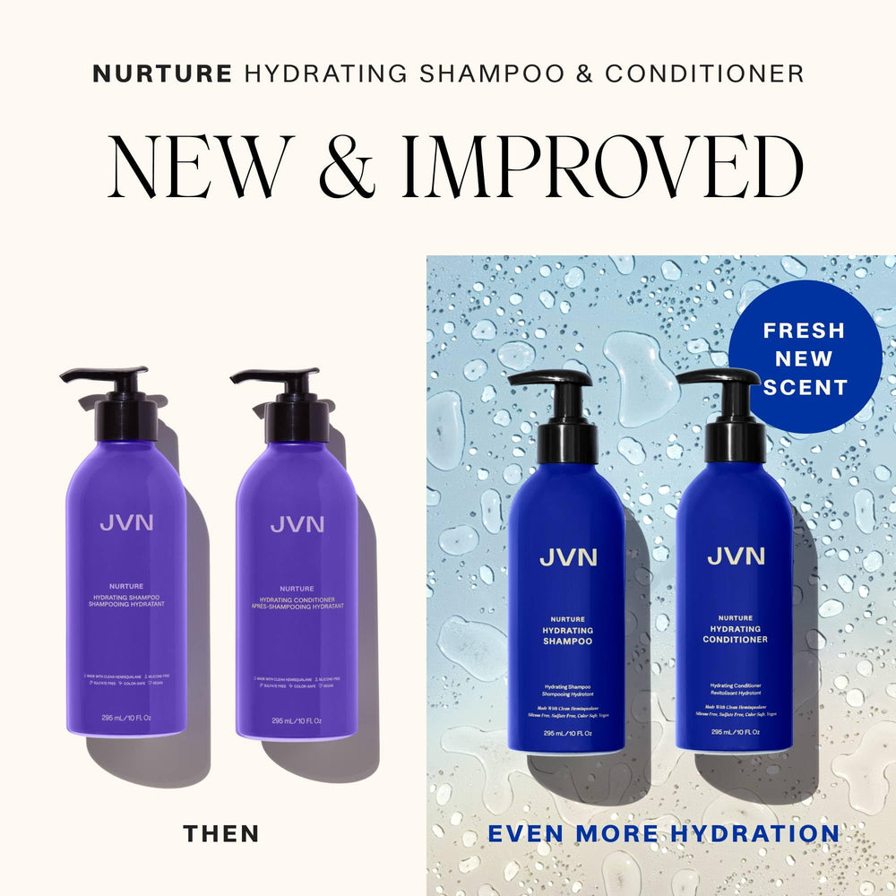 JVN Nurture Hydrating Conditioner — huile de camélia pour éclat et hydratation.