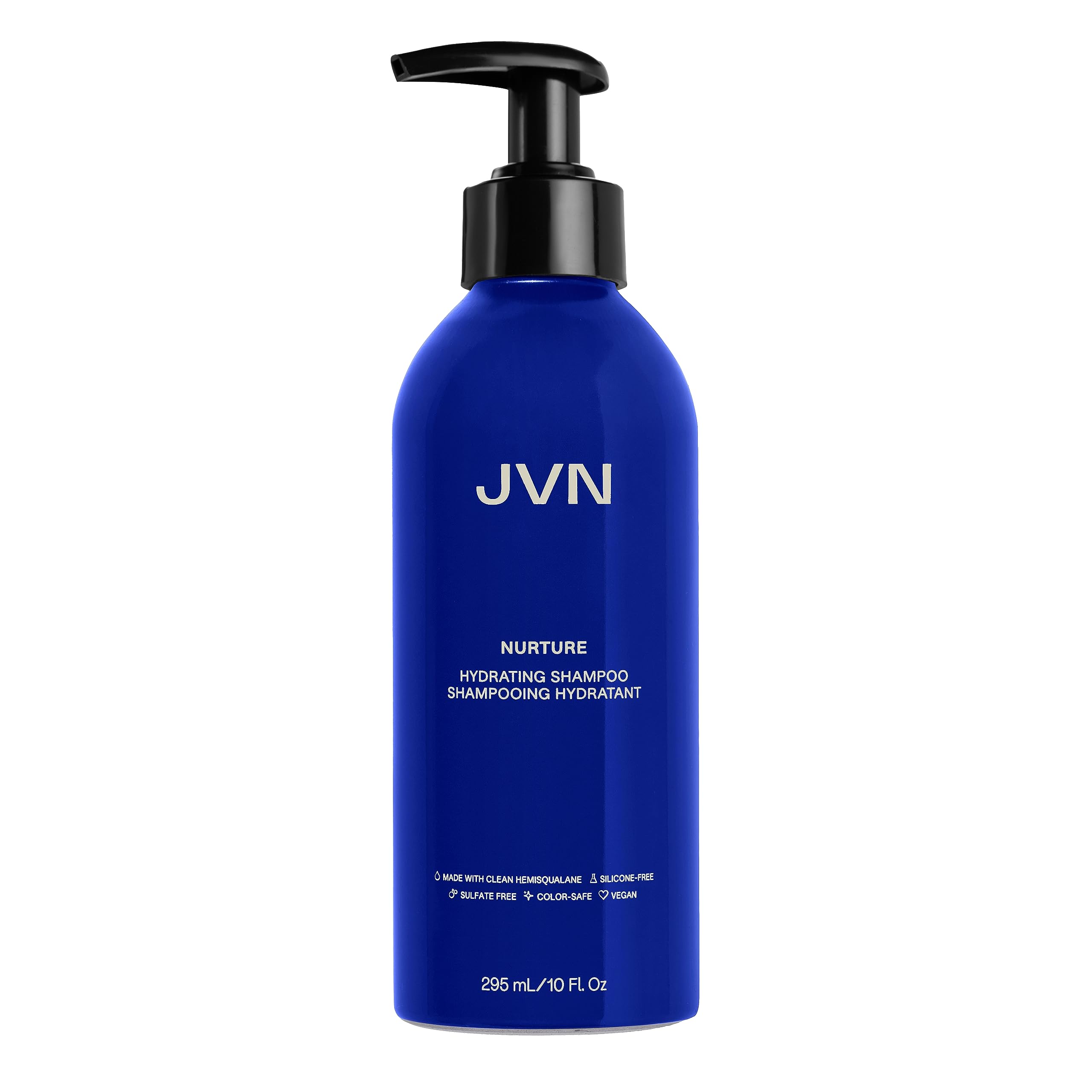 Le shampooing JVN Nurture montre la bouteille hydratante sans résidu.