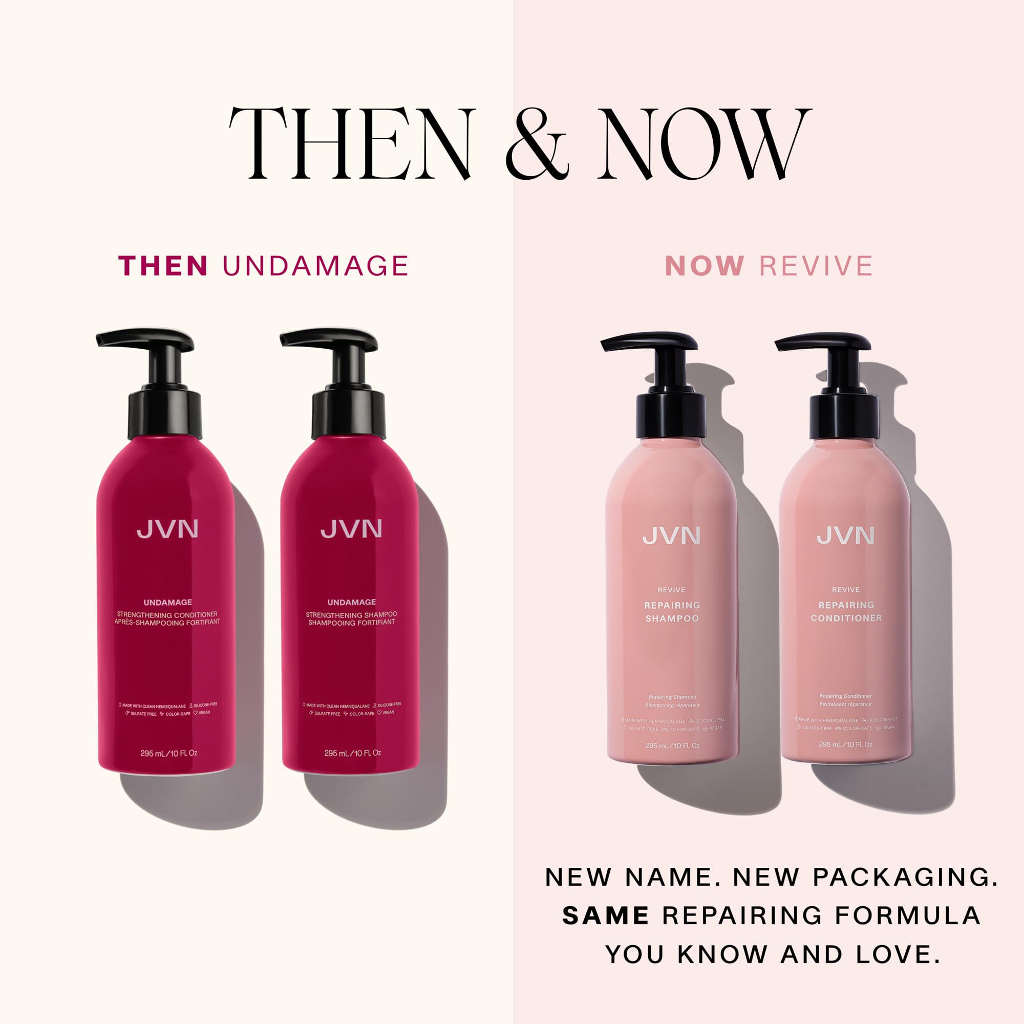 Cheveux après lavage, brillance et corps retrouvés grâce à JVN Revive.