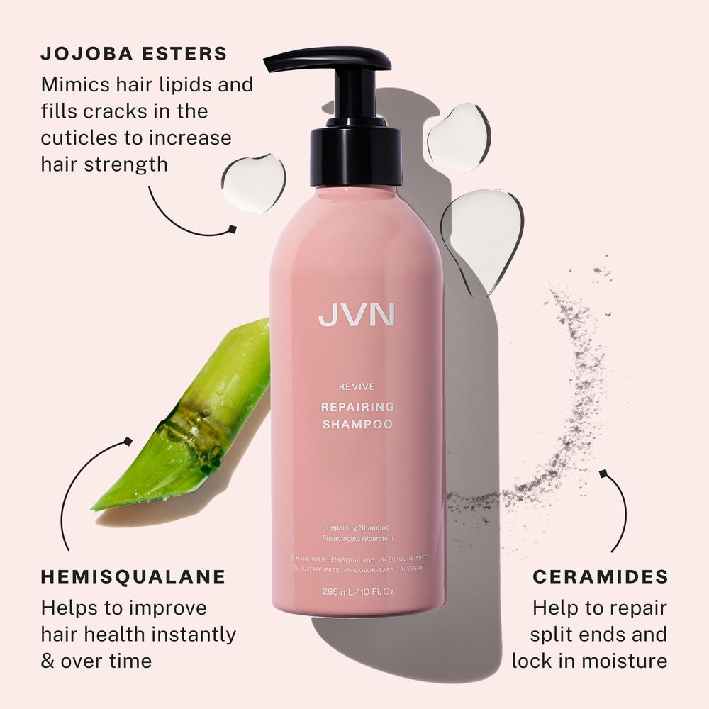 Mousse du Shampoing JVN Revive, démêlage facile et sensation légère.