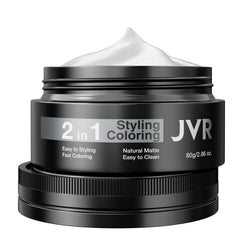 JVR cire-cheveux argentés-bouteille montre l’effet argenté instantané sans salon.