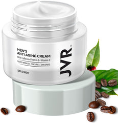 Crème hydratante JVR pour visage homme, pompe pratique pour hydratation quotidienne.