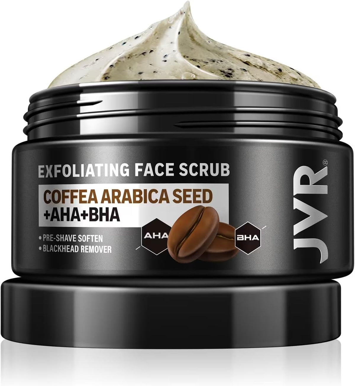 Gommage visage JVR pour homme au café, exfoliation en profondeur pour peau nette