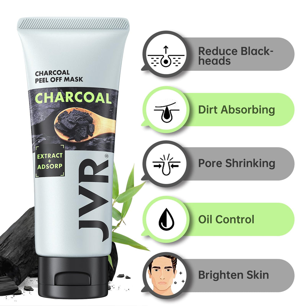 Texture onctueuse du masque charbon JVR prête à sécher et révéler une peau nette.