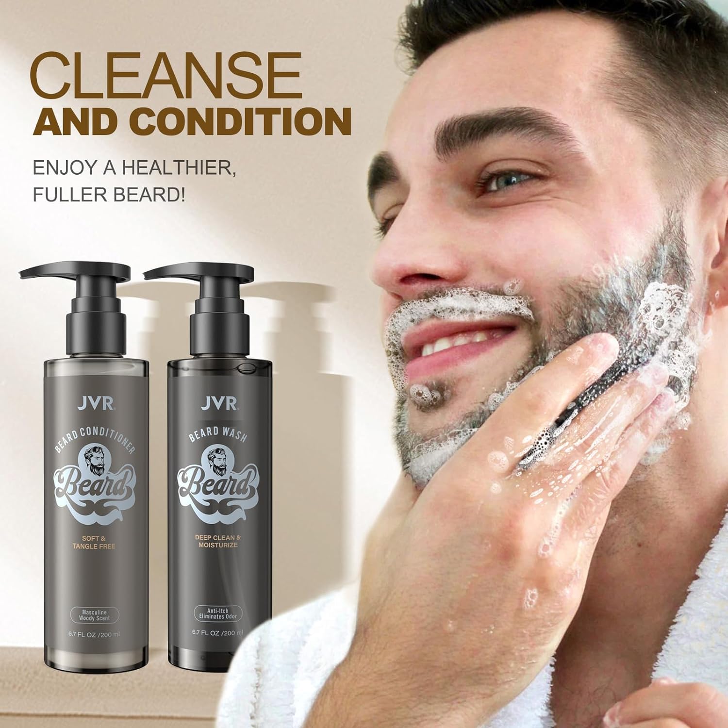 JVR Texture-barbe-douce: barbe plus douce et lumineuse après application.