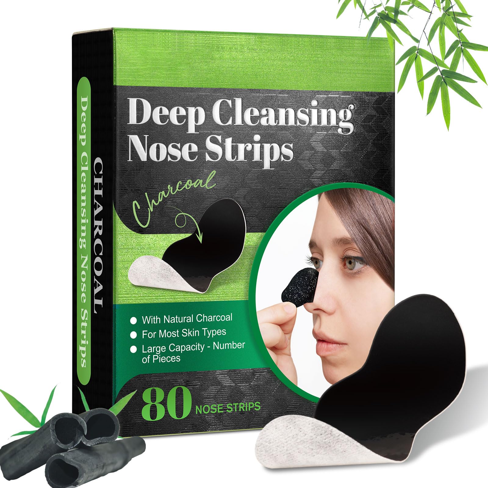 JWBVCTCR Strips-pores-charbon-naturel, nettoyage en profondeur des pores.