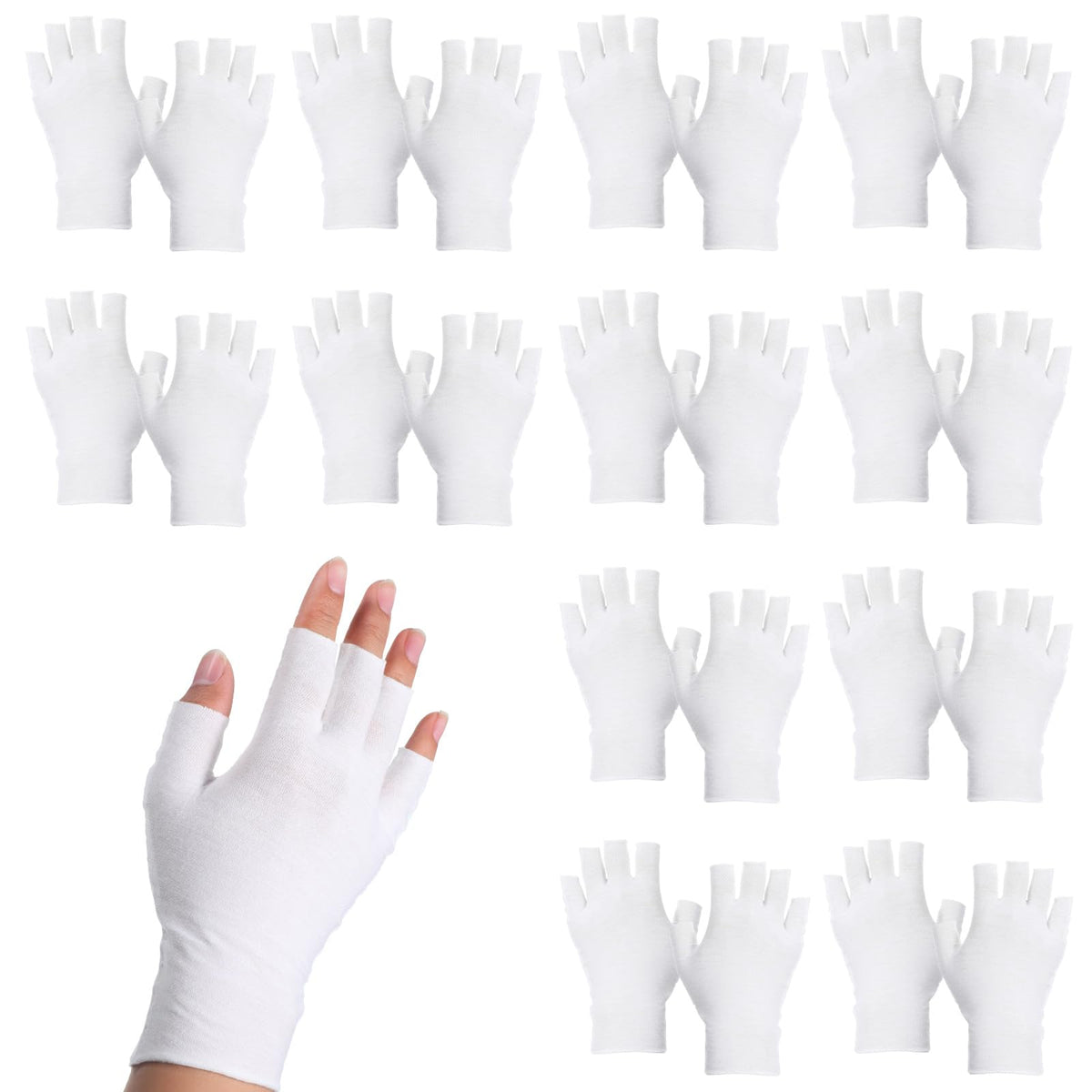 Gants blancs Jxiwvl en coton demi-doigts, douceur naturelle pour les mains.