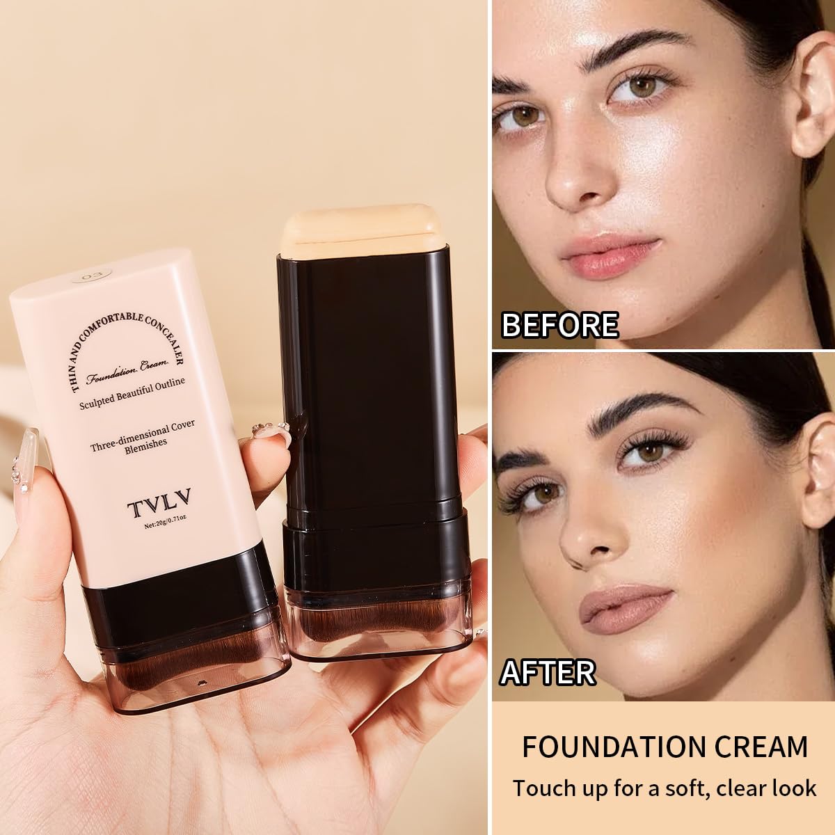 Concealer-stick longue tenue et imperméable JYOVQXF pour retouches durables.