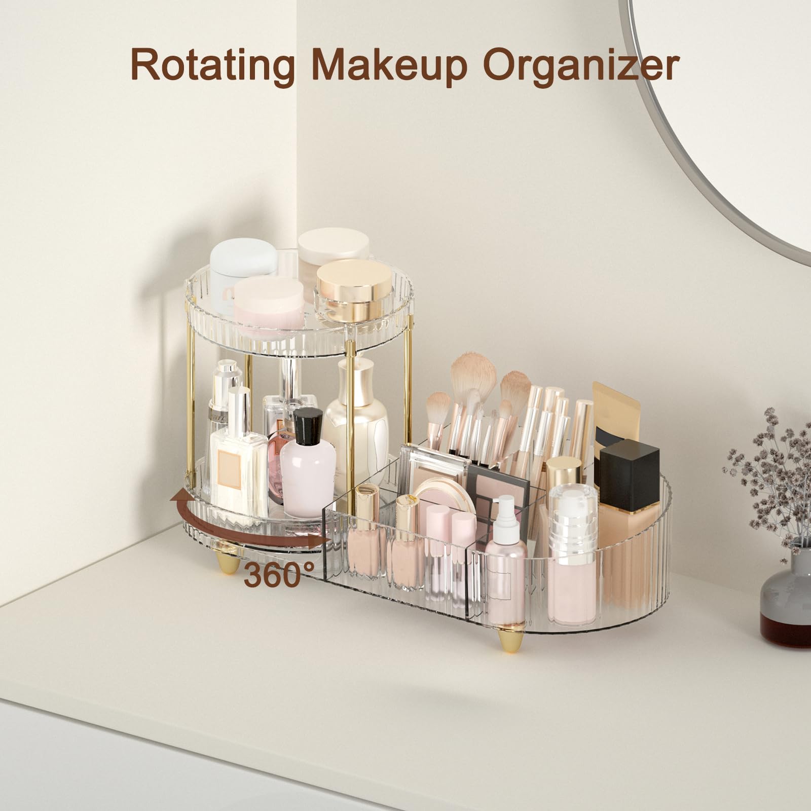 Jywantful plateau rotatif pour parfums, accès rapide et rangement efficace.