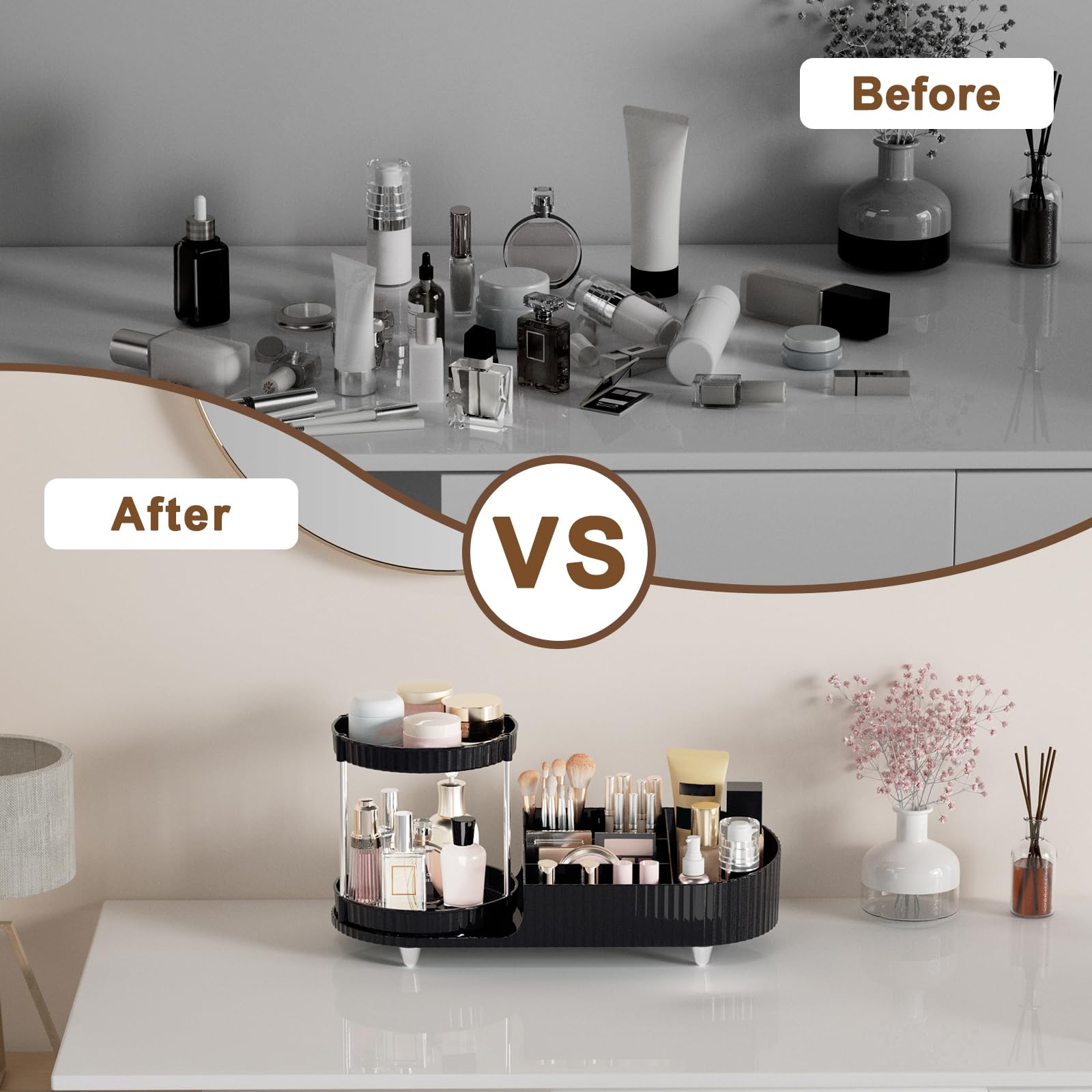Jywantful porte-brosses maquillage: porte-pinceaux intégré pour un accès rapide.