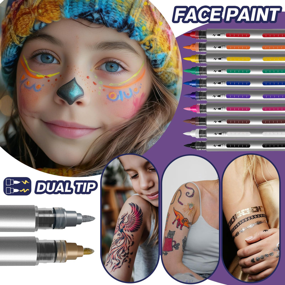 K KERNOWO dix-couleurs-tatouage offre brillance et nuances variées pour designs.