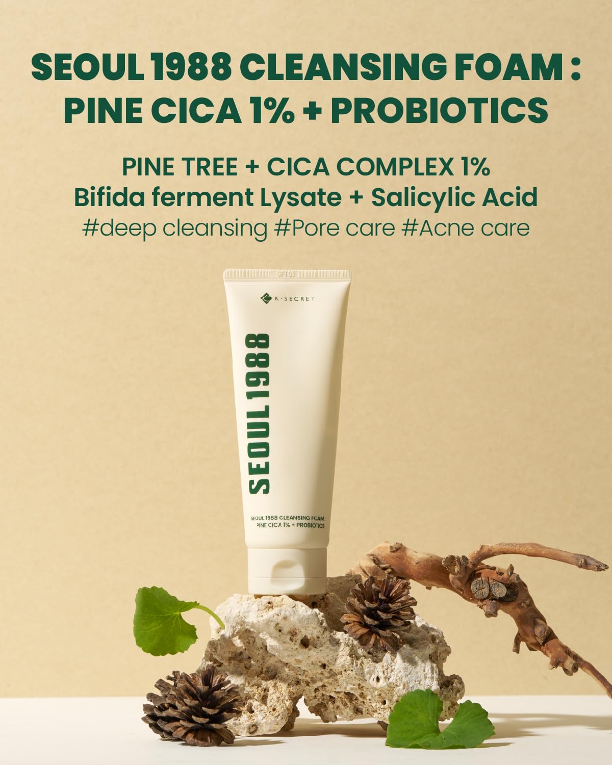 K-SECRET SEOUL 1988 Cica Cleansing Foam: mousse douce pour une peau nette et fraîche.