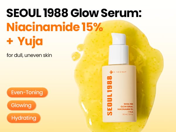 Precision dropper dispenses Niacinamide glow serum for even tone and moisture.