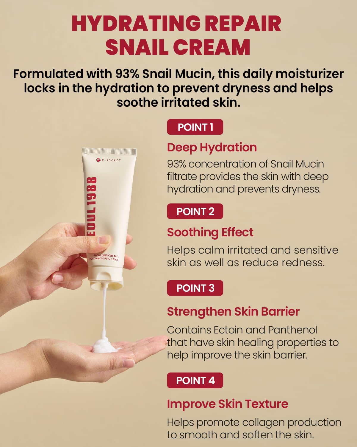 K-SECRET Seoul 1988 routine-quotidienne-creme: hydratation durable pour la peau.