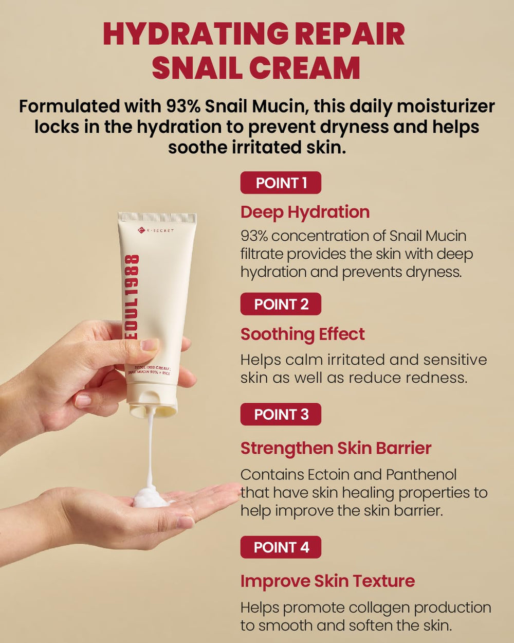 K-SECRET Seoul 1988 routine-quotidienne-creme: hydratation durable pour la peau.