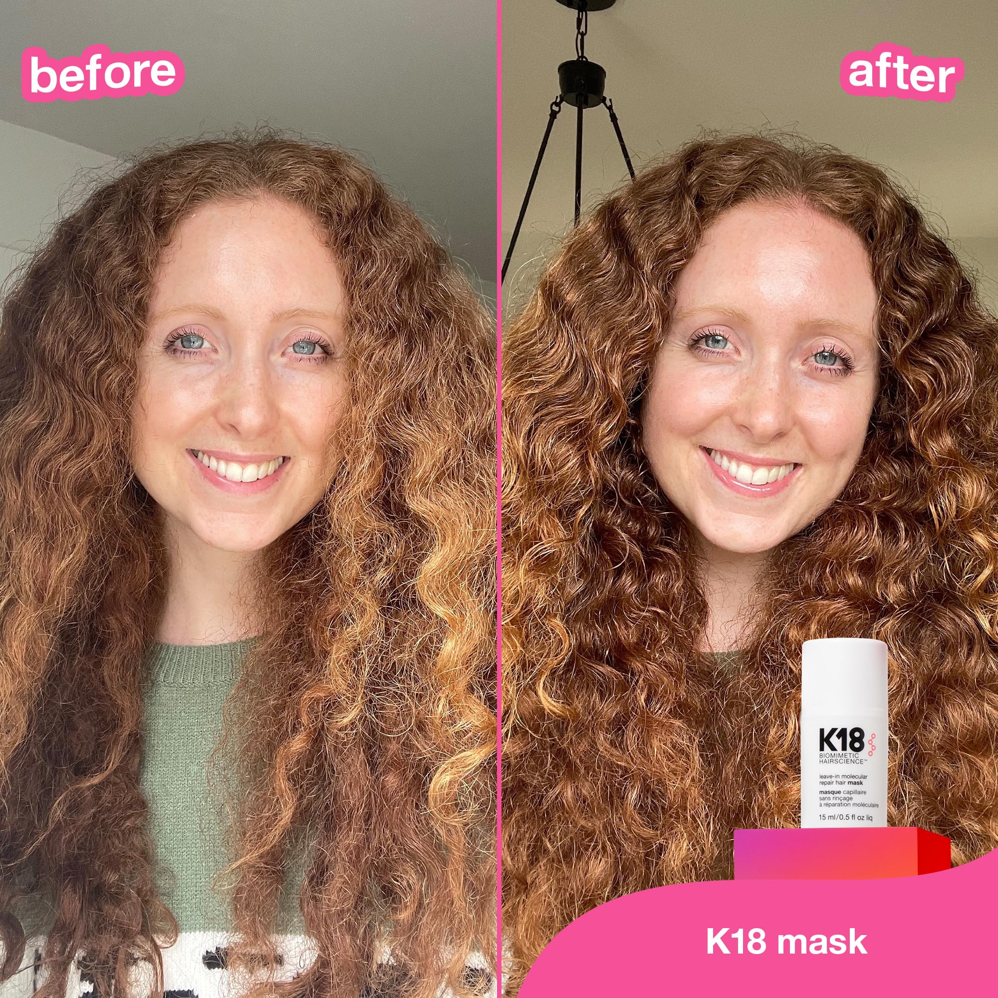 K18 masque: cheveux endommagés bleached, démonstration d'une réparation progressive.