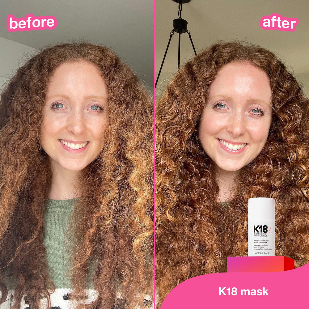 K18 masque: cheveux endommagés bleached, démonstration d'une réparation progressive.