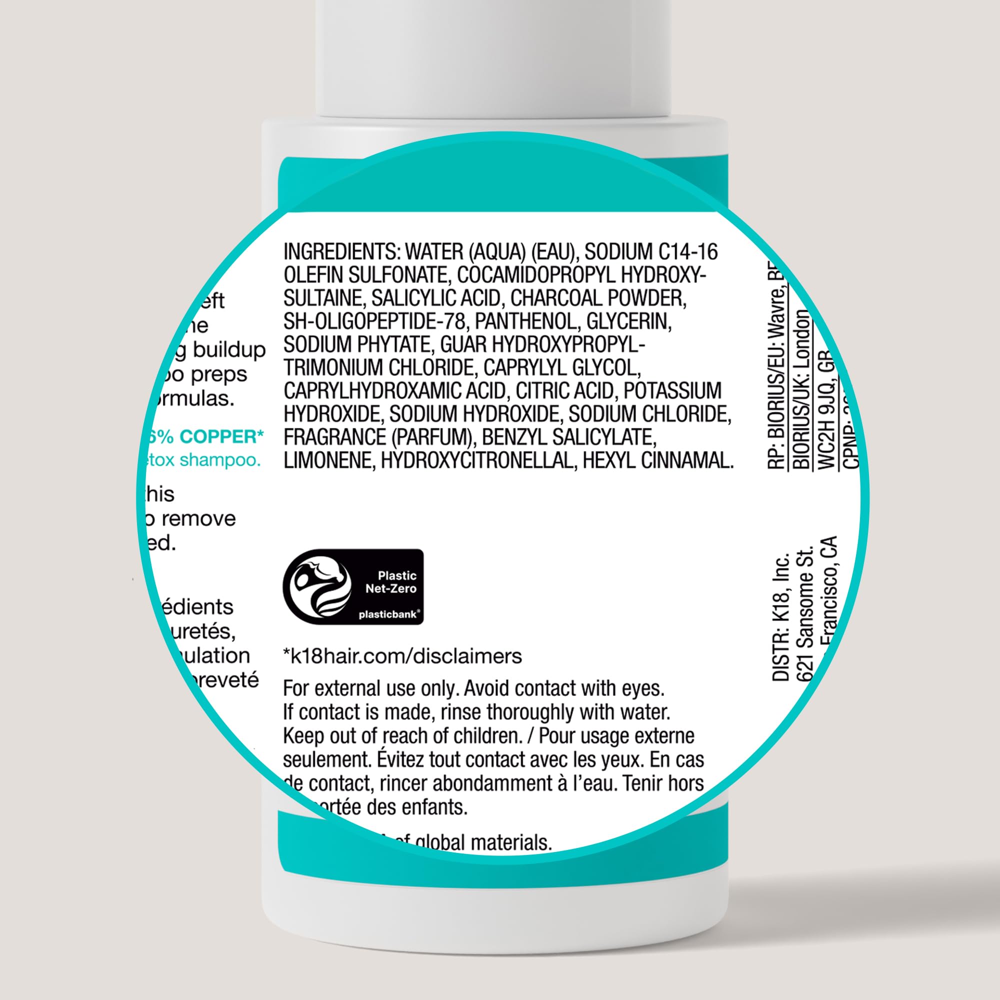 K18 PEPTIDE PREP DETOX Shampoo, élimination des métaux: prépare les traitements en institut.