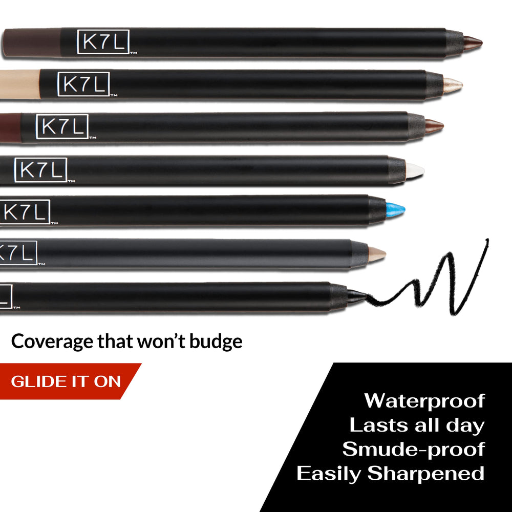 K7L Eyeliner brun foncé – emballage compact pour les retouches en déplacement.