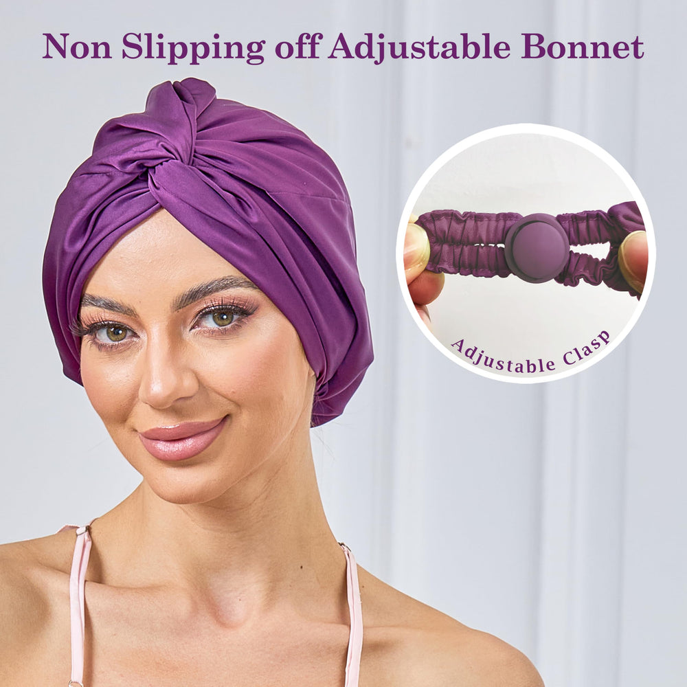 Bonnet KAAHYNNO en satin soie réglable pour dormir, maintien des boucles toute la nuit