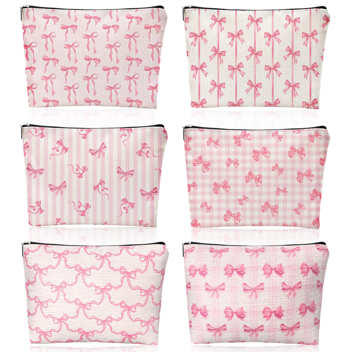 Kacctyen sac maquillage coquette rose, ensemble 6 pièces pratique pour le voyage.
