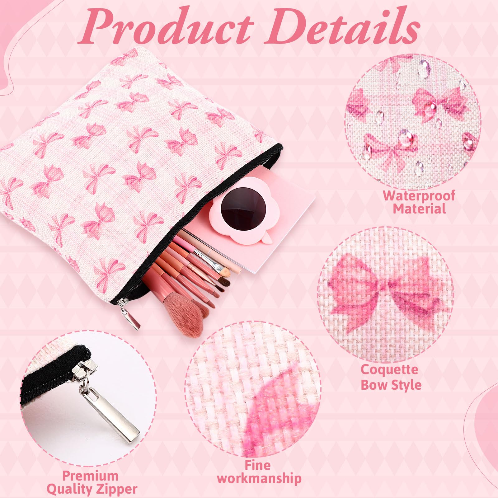 Kacctyen sac maquillage rose fermeture éclair assure l'organisation.