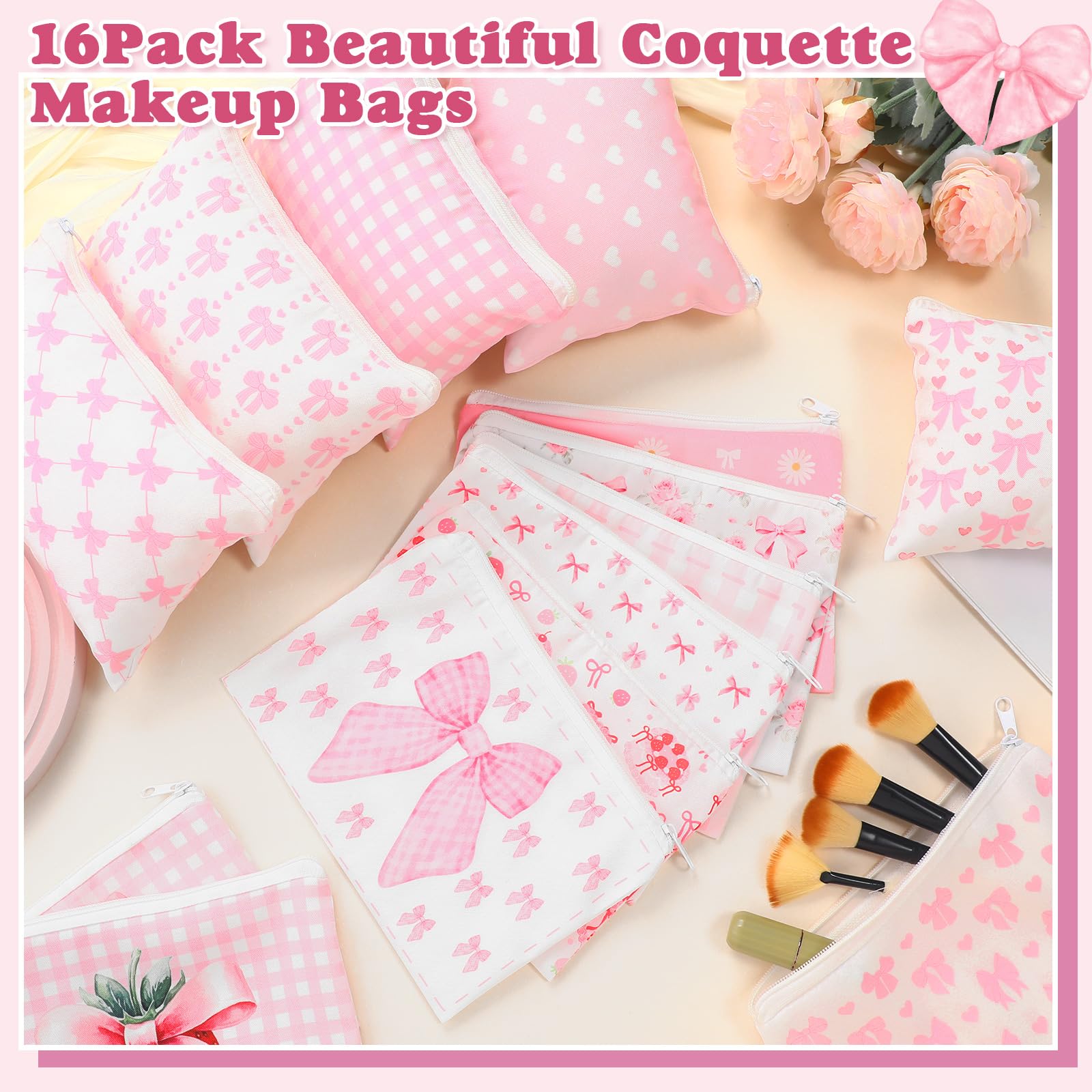 Trousse cosmétique Kacctyen durable en toile, réutilisable et facile à nettoyer.