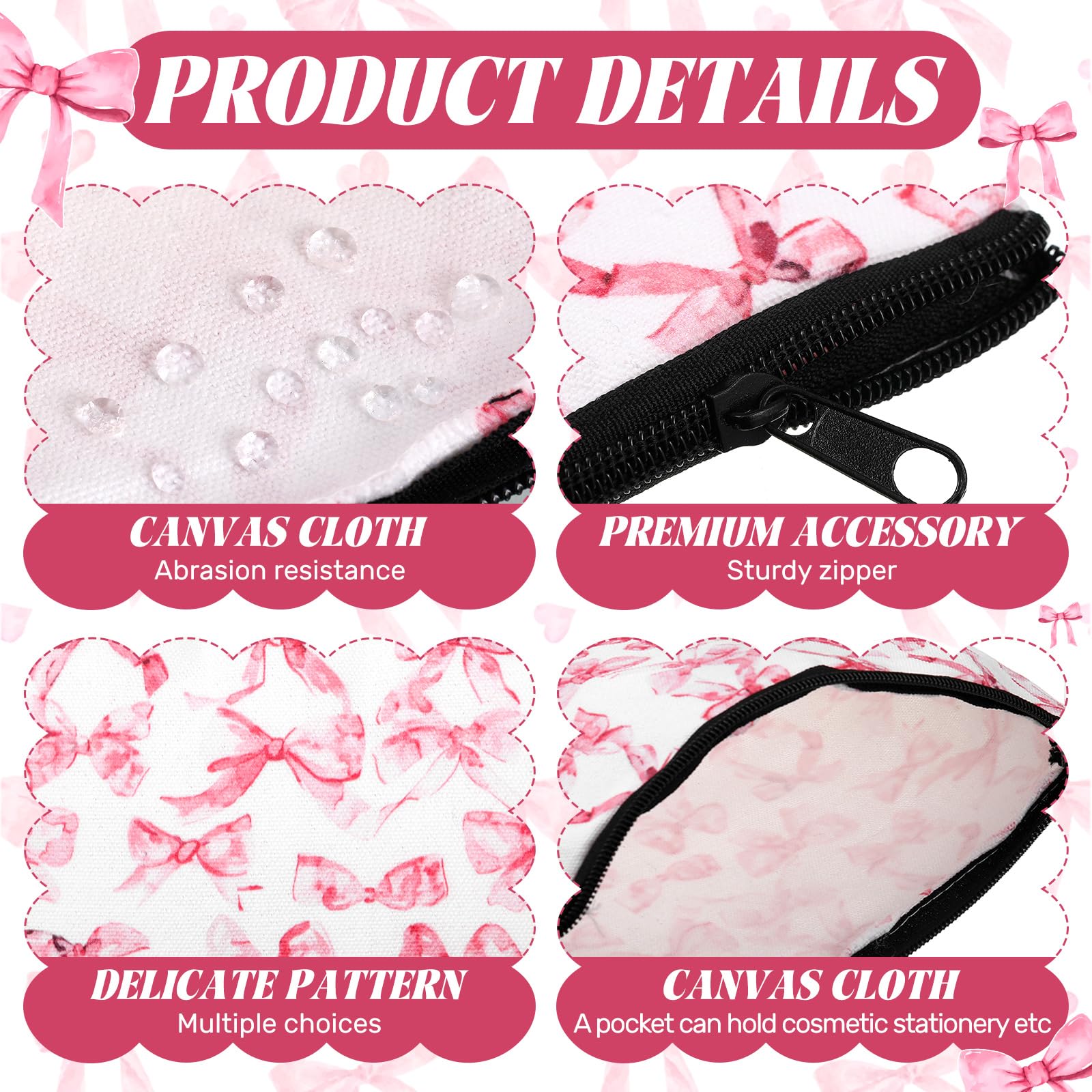 Trousse maquillage Kacctyen en lin robuste, look durable et élégant rose.