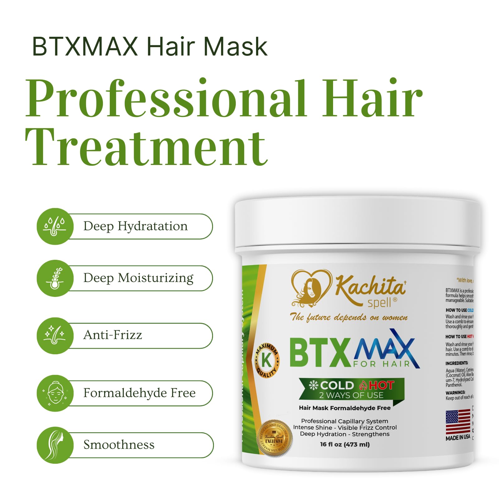Kachita Spell BTX MAX – application sur cheveux humides pour un soin profond et facilité.